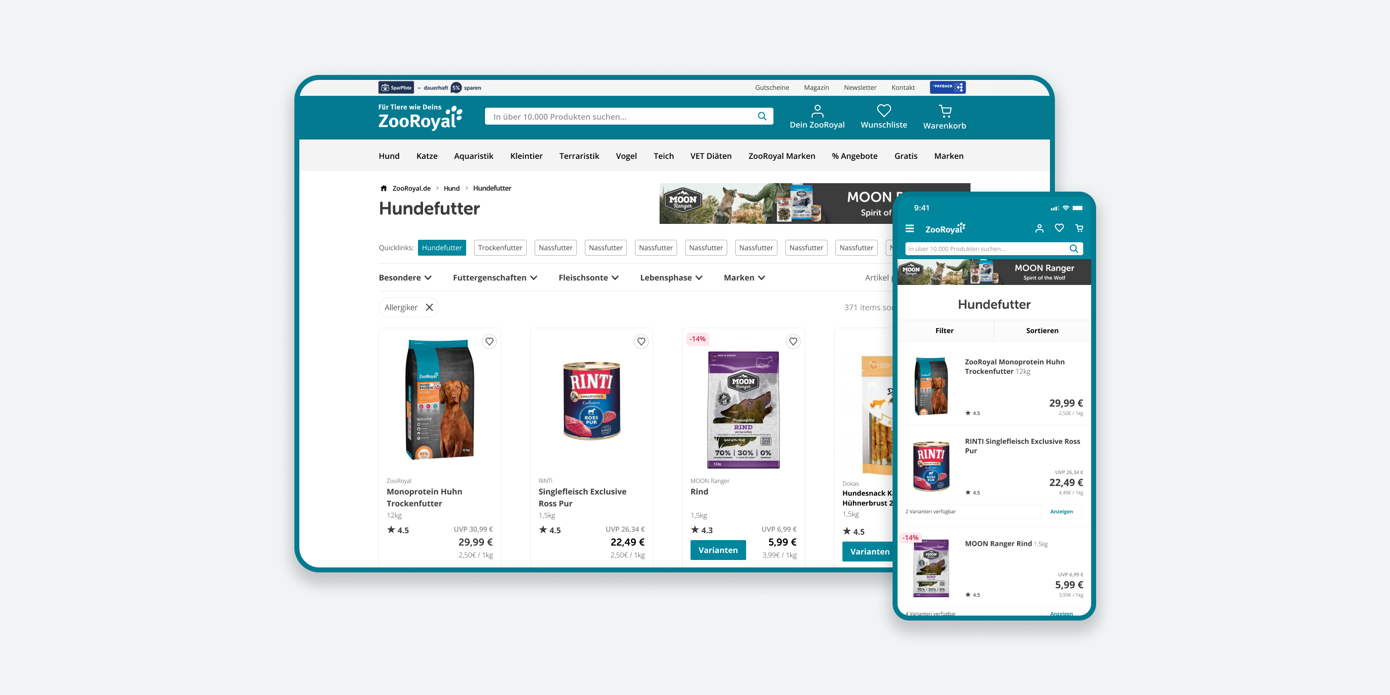 Redesigned category page — desktop and mobile